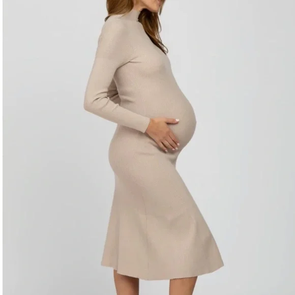Dress Forum | Dresses | Beige Mock Neck Flared Maternity Midi Dress | Poshmark Dress Forum | Dresses | Beige Mock Neck Flared Maternity Midi Dress | Poshmark